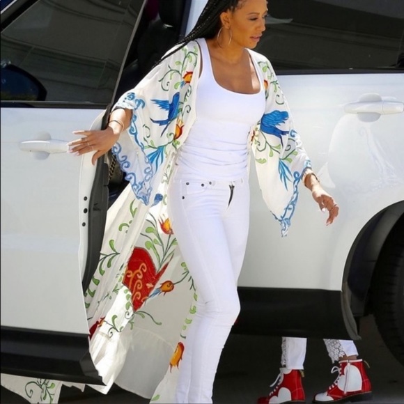 Boho Embroidered Hearts Magic Kimono Long Maxi Gown In White 5 Star ⭐️ Favorite - Picture 4 of 15